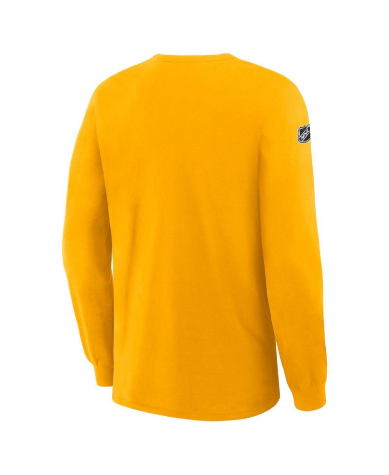Men's Gold Boston Bruins Authentic Pro Property Of Practice Long Sleeve T-Shirt
