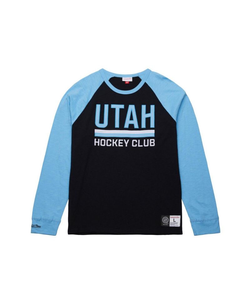 Men's Black/Light Blue Utah Mammoth Legendary Slub Long Sleeve Raglan T-Shirt