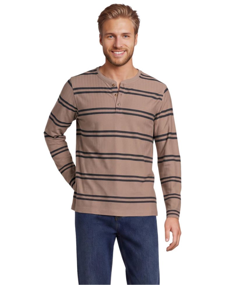 Men's Textured Herringbone Long-Sleeve Henley