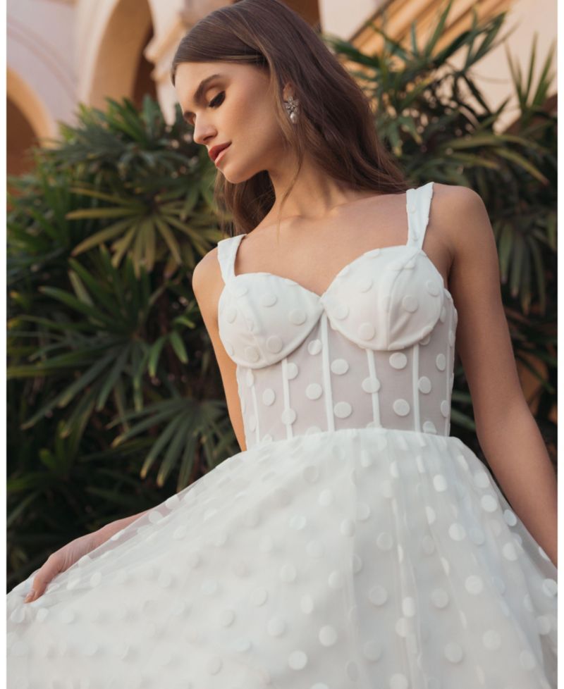 Women's Polka Dot Net Bustier A-Line Midi Dress