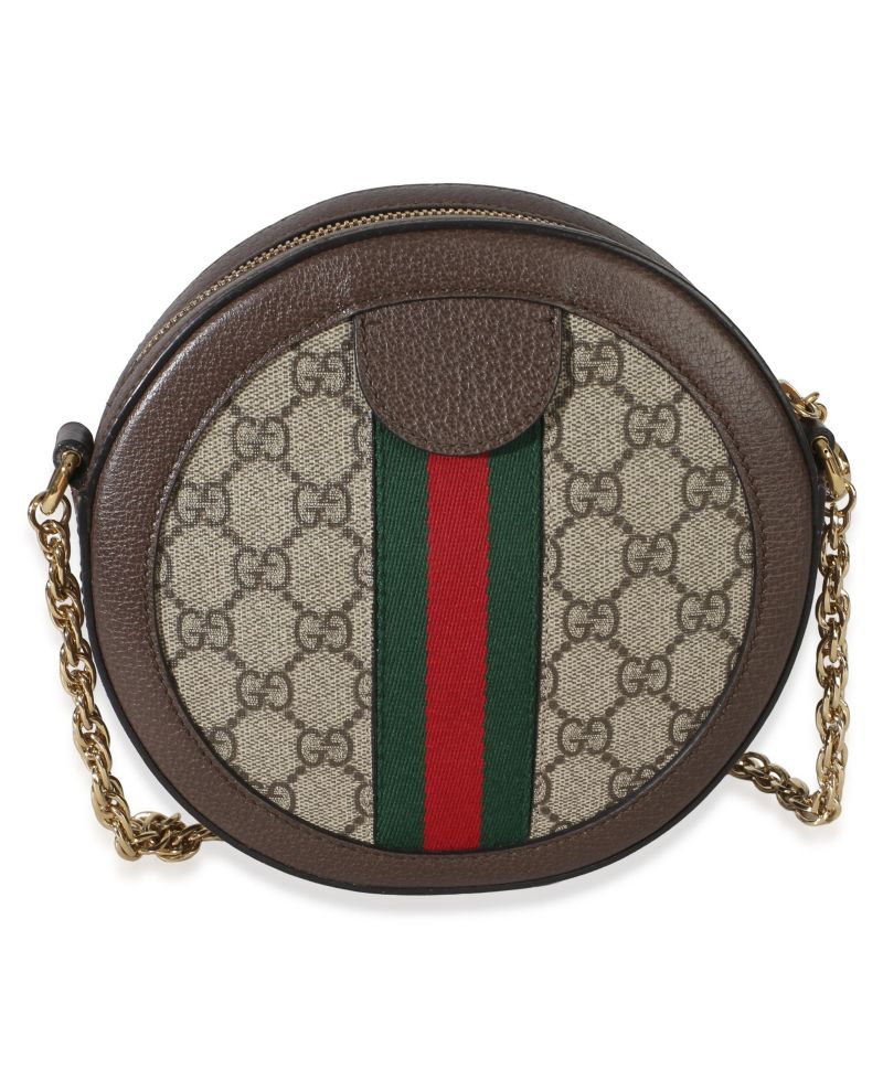 Beige GG Supreme Canvas Mini Ophidia Round Shoulder Bag