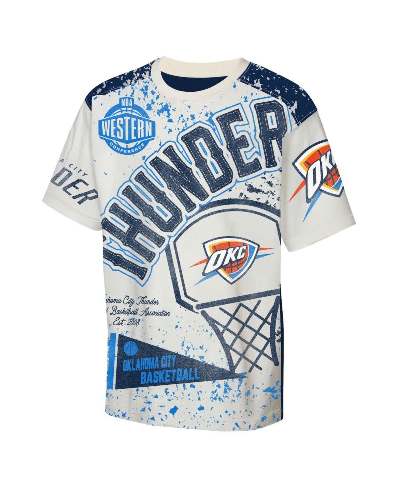Big Boys and Girls Cream Oklahoma City Thunder Top Player All-Over-Print T-Shirt