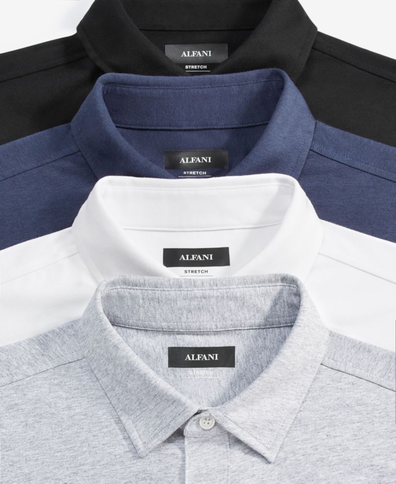 Men's Classic-Fit Heathered Jersey-Knit Button-Down Shirt