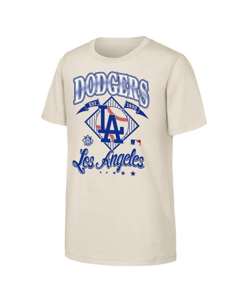 Big Boys and Girls Natural Los Angeles Dodgers Triple Hit T-Shirt