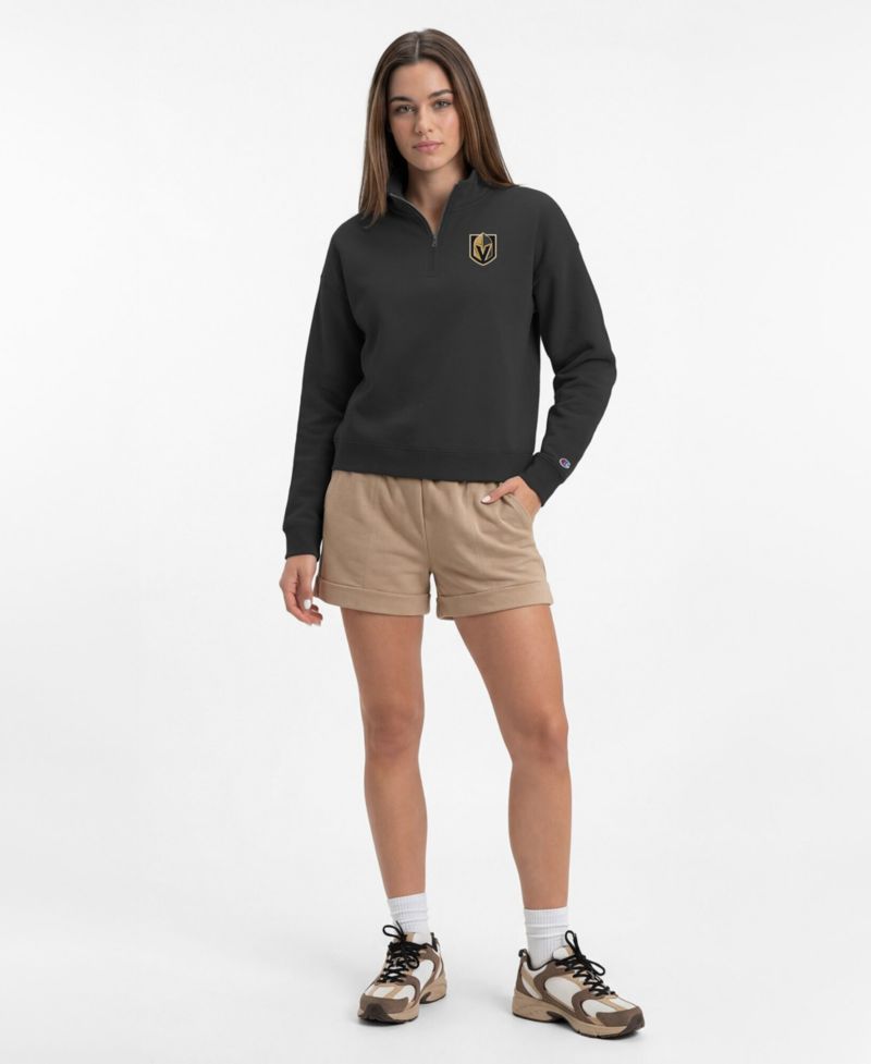 Women's Black Vegas Golden Knights Power Blend Quarter-Zip Sweatshirt