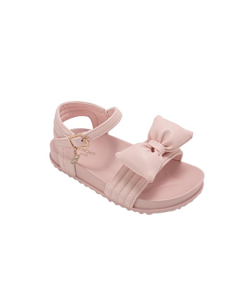 Girls Footbed Sandals - Lightweight Comfort & Adjustable Strap with Puffy Bow Detail