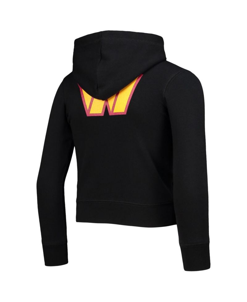Big Girls Black Washington Commanders Full-Zip Hoodie