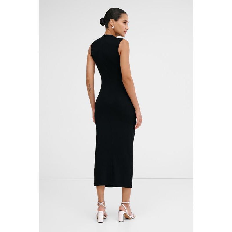 Women's Huron Fitted High-Neck Side-Gathered Sleeveless Jersey Midi Dress
