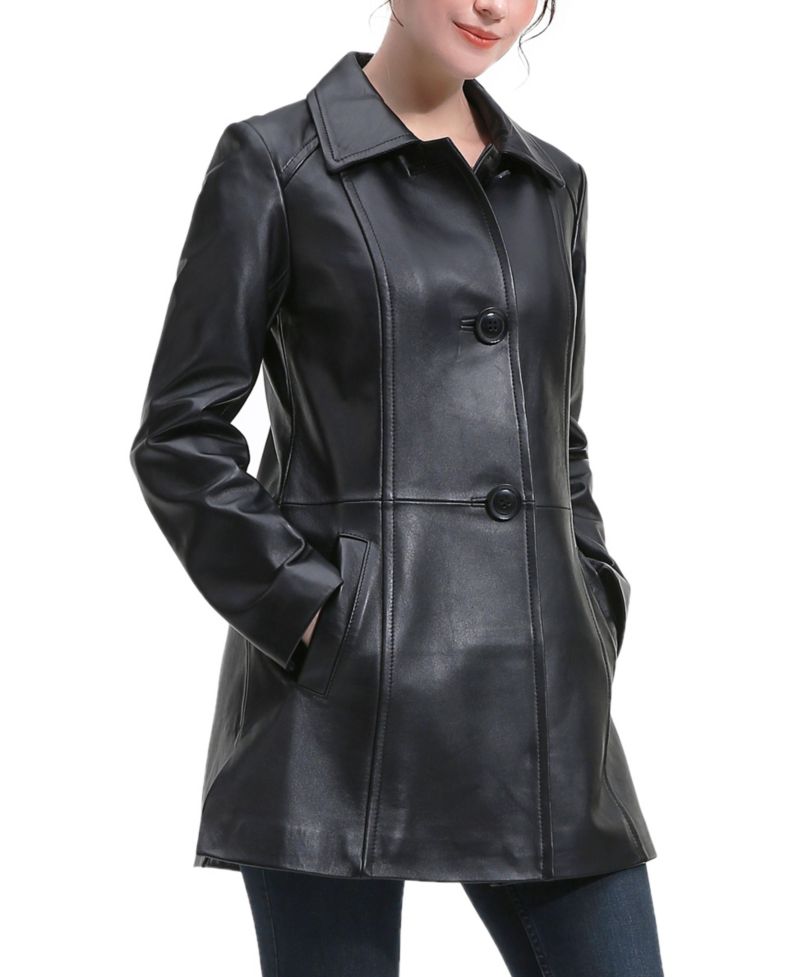 Women's Eloise A-Line Leather Coat