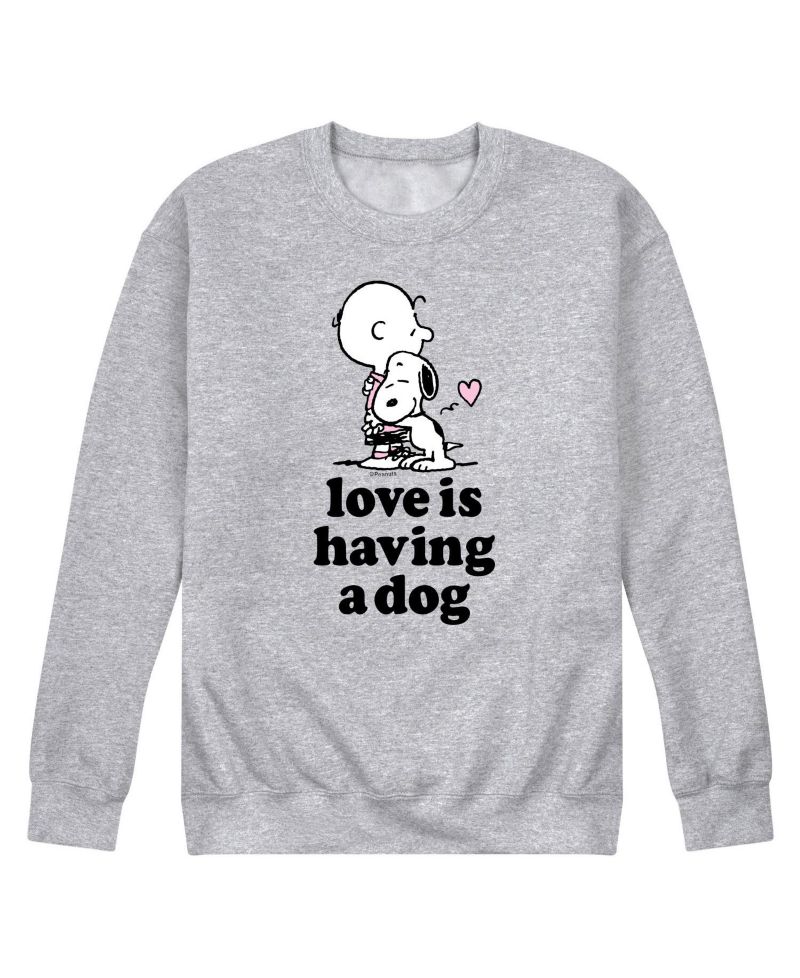 Men's Snoopy Peanuts Love is Having a Dog Fleece Sweatshirt