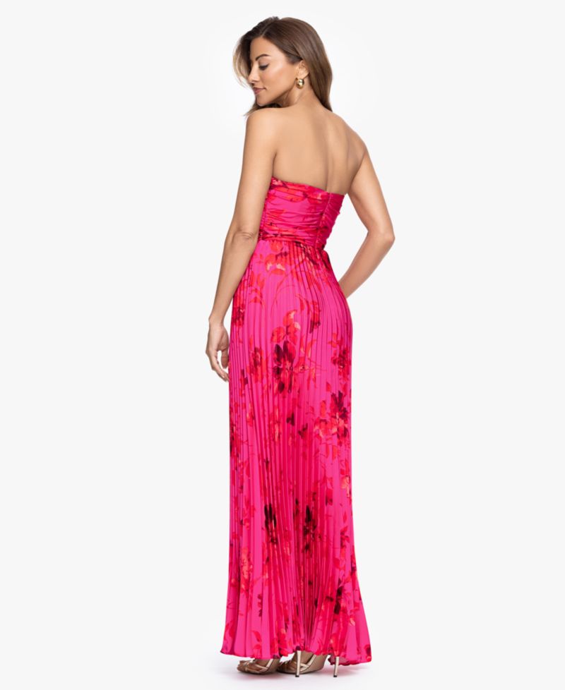 Women's Strapless Pleated Gown