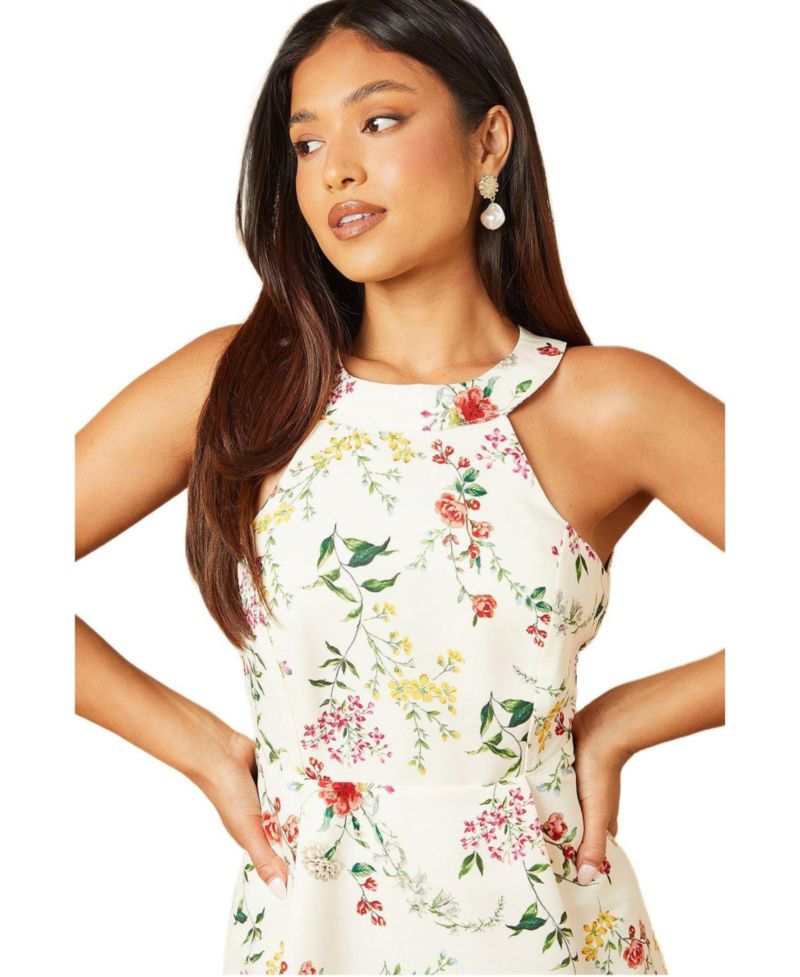 Women's Ottoman Twill Halter Midi Dress