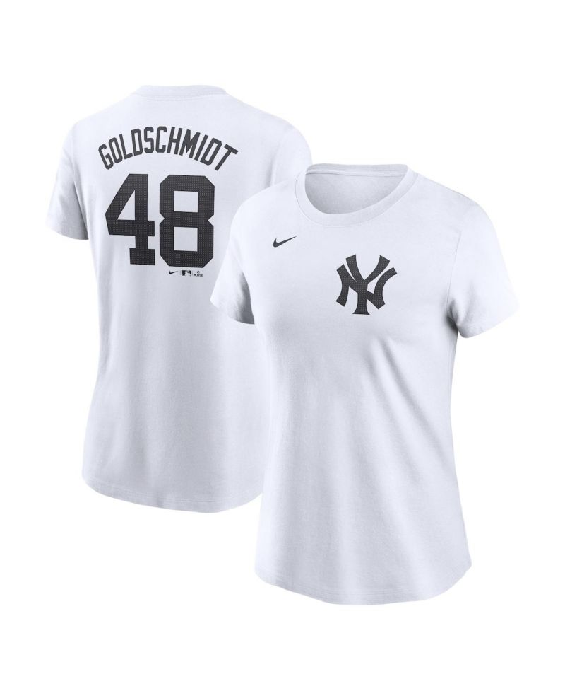 Women's Paul Goldschmidt White New York Yankees Cooperstown Collection Fuse Name & Number T-Shirt
