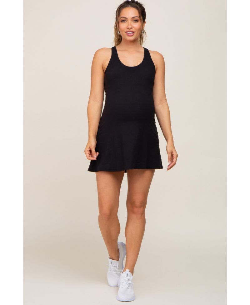 Women's Black Tennis Racerback Romper Dress