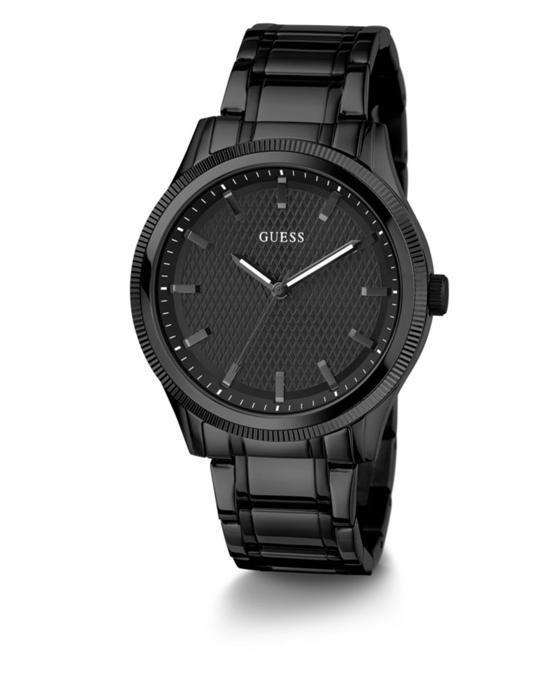 Men's Analog Black Stainless Steel Watch 44mm