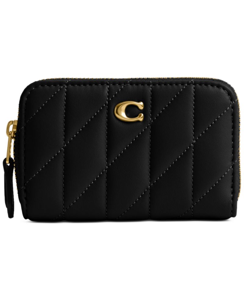 Essentials Quilted Leather Small Zip Around Card Case
