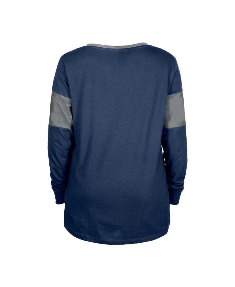 Women's Navy Dallas Cowboys Lace-Up Notch-Neck Long Sleeve T-Shirt