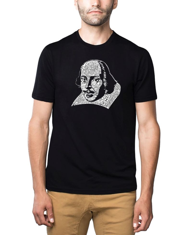 Men's Cotton/Poly Blend Word Art T-Shirt - Shakespeare