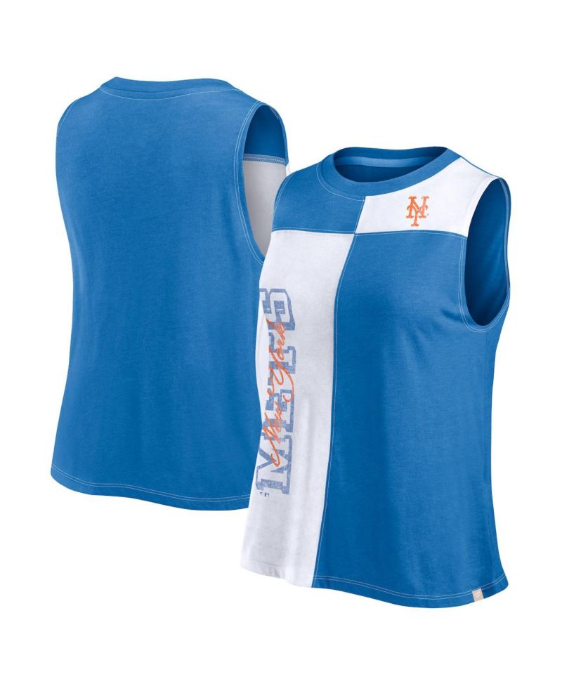 Women's Royal/White New York Mets Color-Block Tank Top