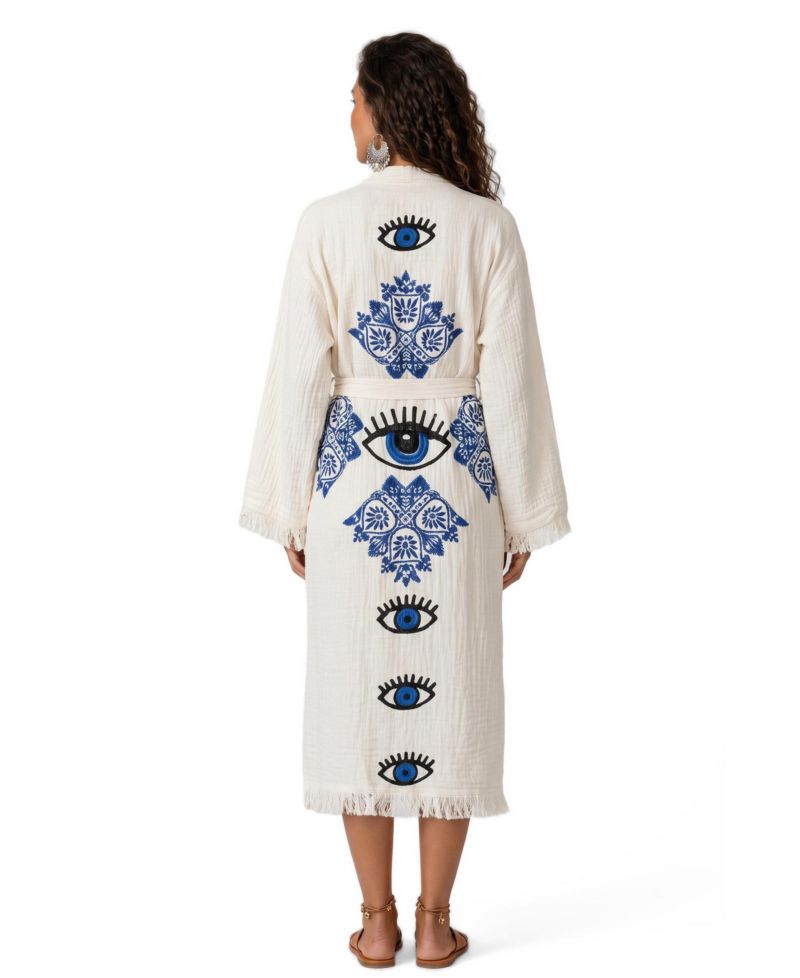 Women's Iris Mandala Jacquard V-Neck Long-Sleeve Robe