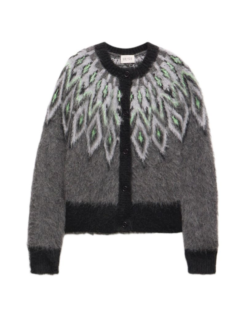 Women's Brushed Fair Isle Mohair Blend Cardigan