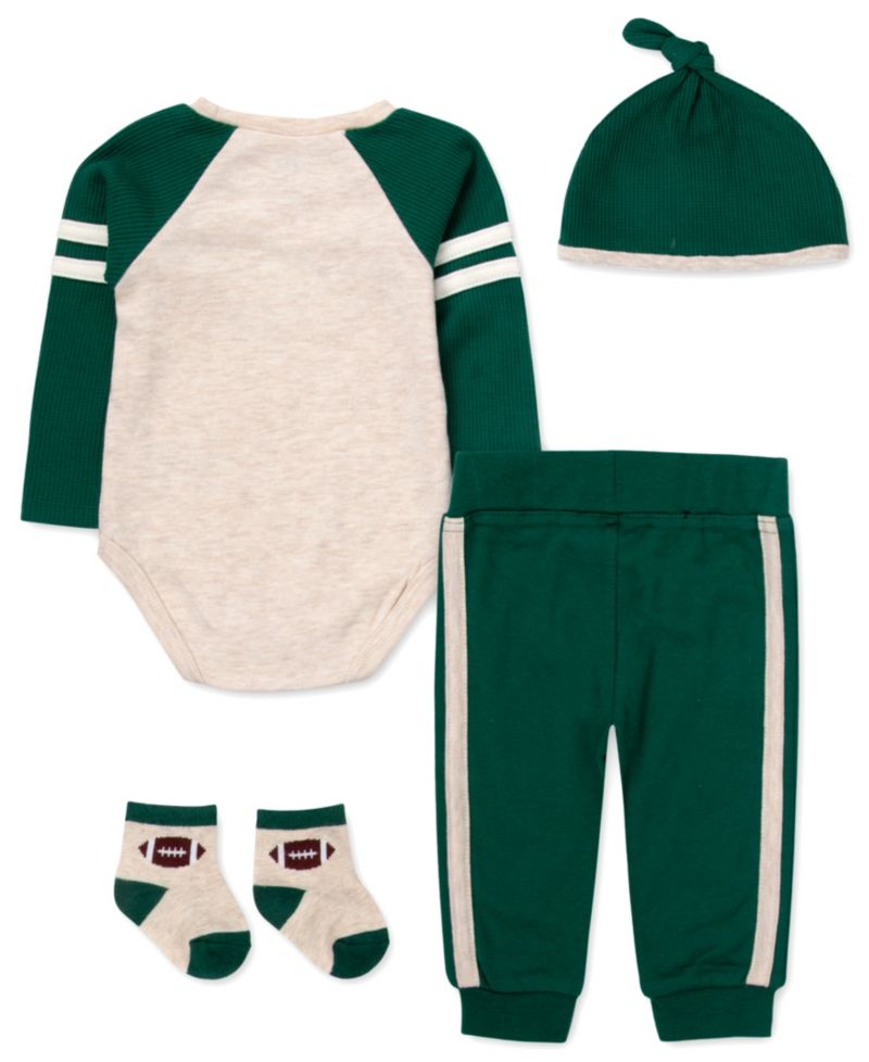 Baby Boys' Sunday Funday with Daddy Bodysuit, Jogger Pants, Socks and Hat, 4-Piece Set