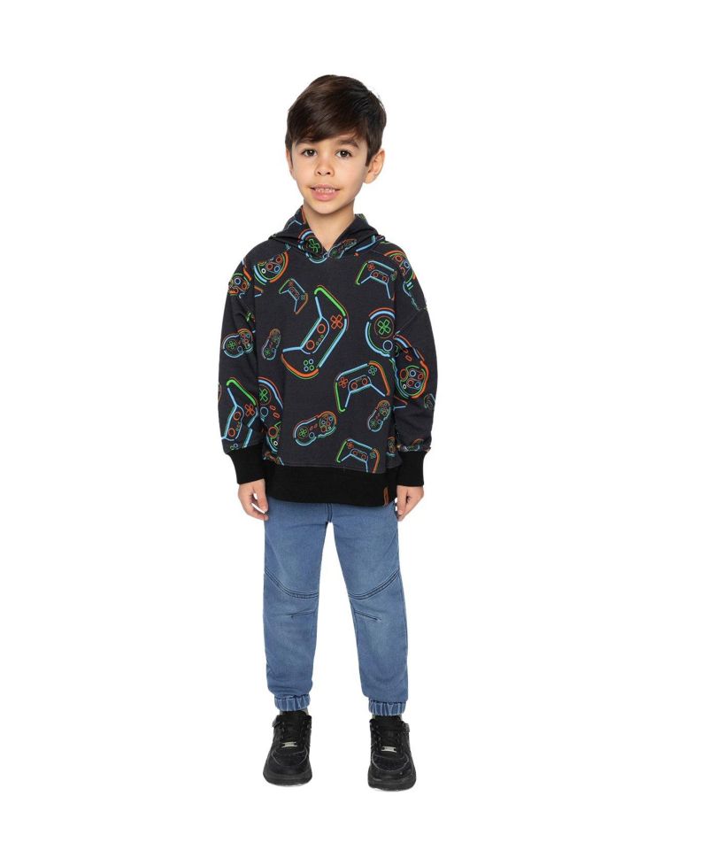 Little and Big Boy (6-12) Fleece Hooded Sweatshirt Printed Controller