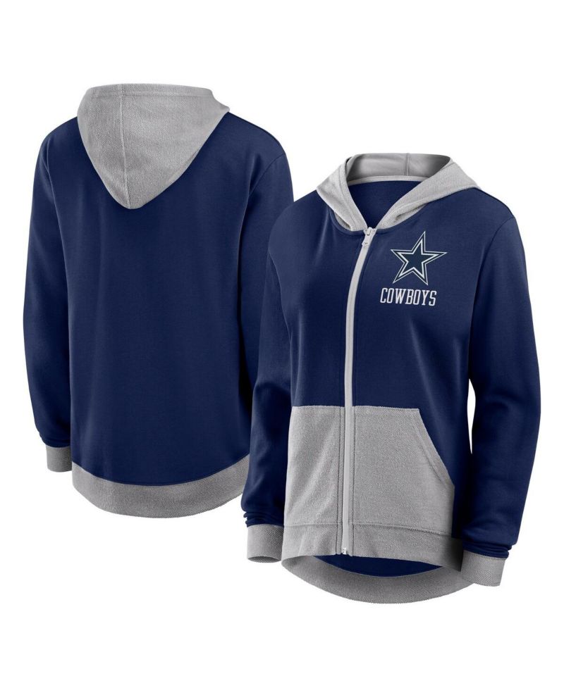 Women's Navy Dallas Cowboys Hit It French Terry Full-Zip Hoodie