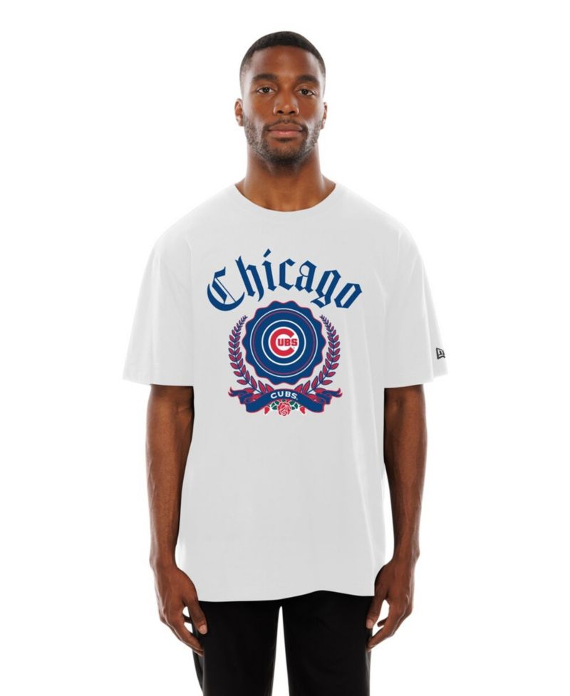 Men's White Chicago Cubs Fleur Domestic T-Shirt