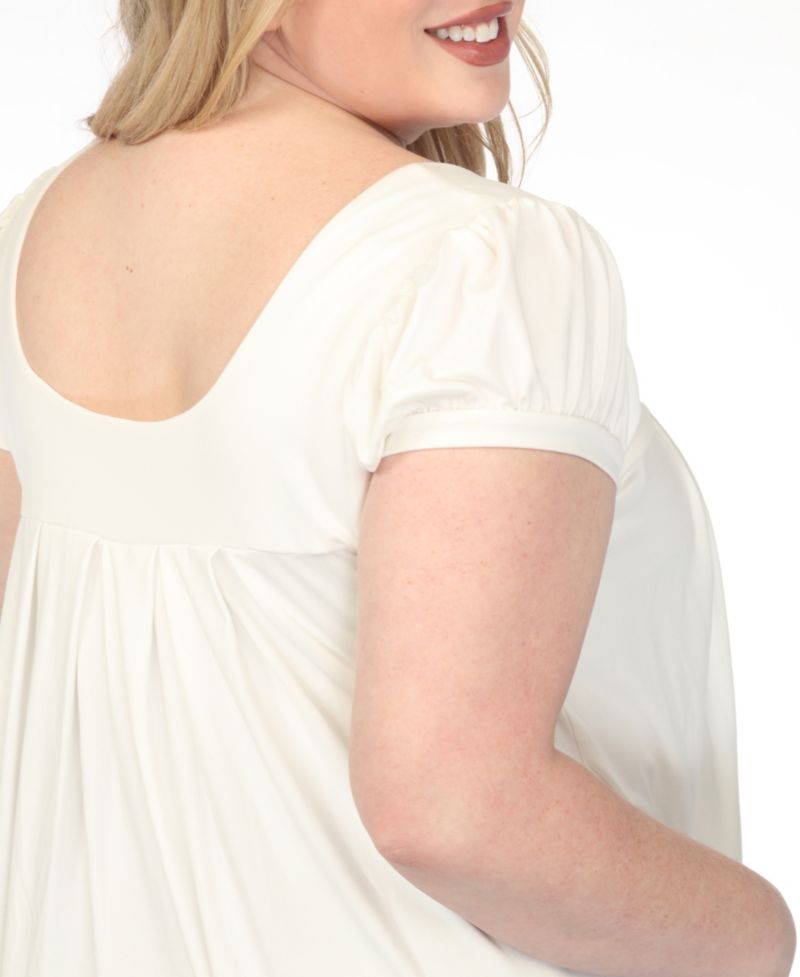 Plus Size Cap-Sleeve Pleated Top