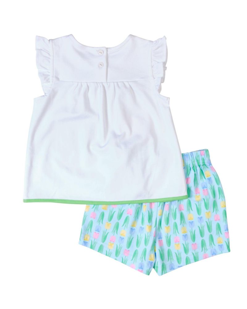Baby Girl Printed Knit Tulip Short Set
