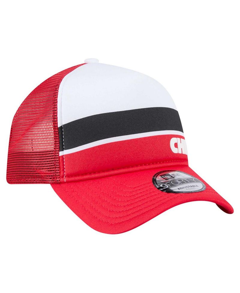 Men's White/Red Kansas City Chiefs Sport Night Color Block 9FORTY A-Frame Trucker Adjustable Hat