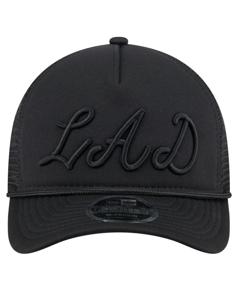 Men's Black Los Angeles Dodgers City Initial 9FORTY A-Frame M-Crown Adjustable Trucker Hat