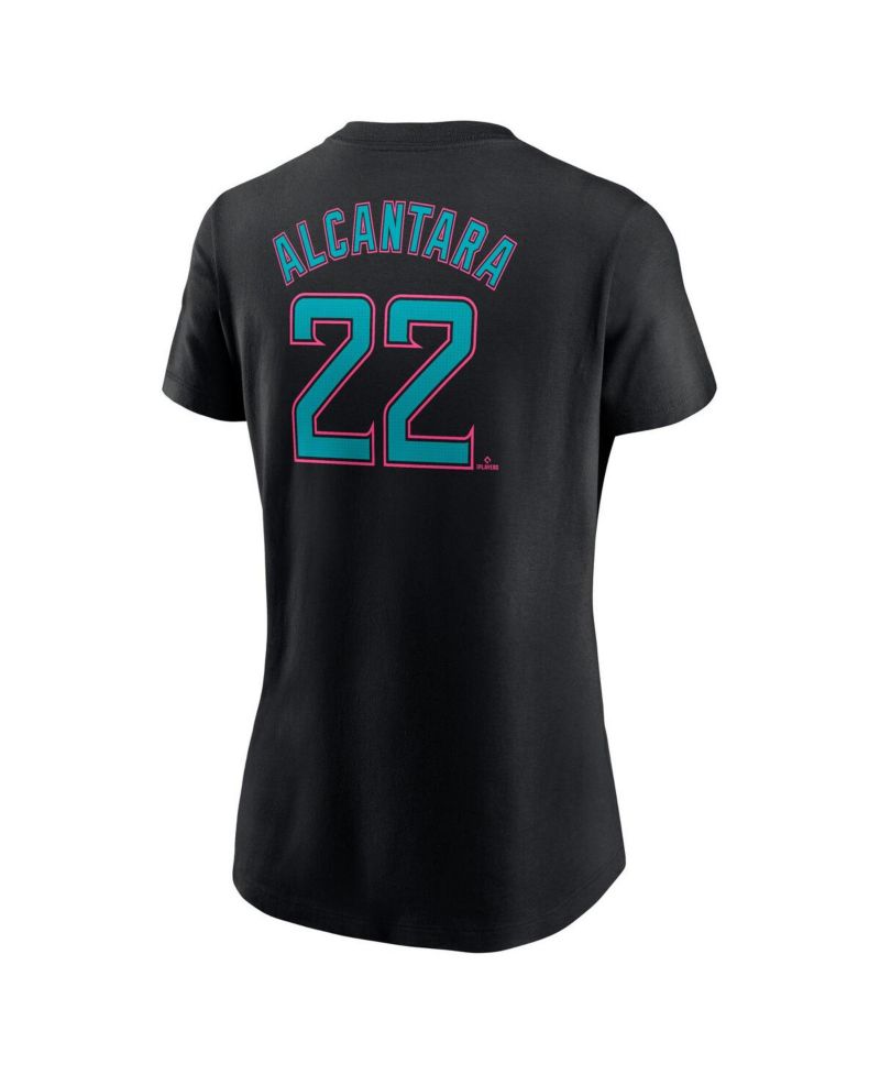 Women's Sandy Alcantara Black Miami Marlins 2025 City Connect Fuse Name & Number T-Shirt