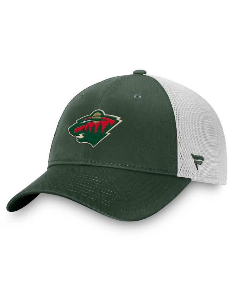 Men's Green/White Minnesota Wild Core Primary Logo Trucker Adjustable Hat