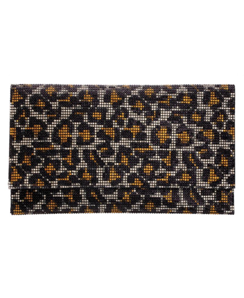 Leopard Print All Over Crystal Envelope Clutch