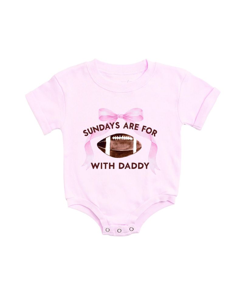 Baby Girls Sundays Are For Football Short Sleeve Romper