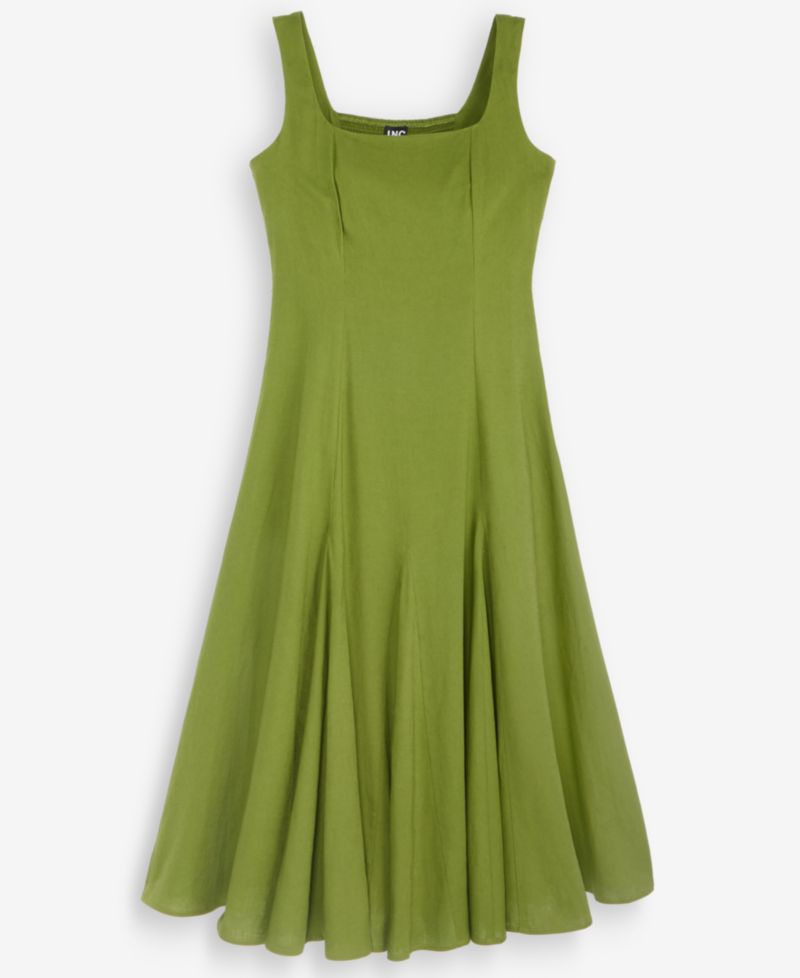 Petite Square-Neck Linen Dress