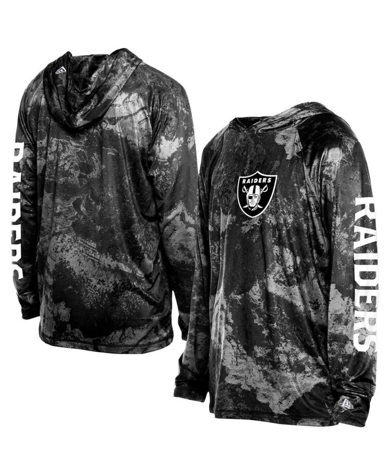 Men's Black Las Vegas Raiders Realtree Xtreme Camo Raglan Long Sleeve Hooded T-Shirt