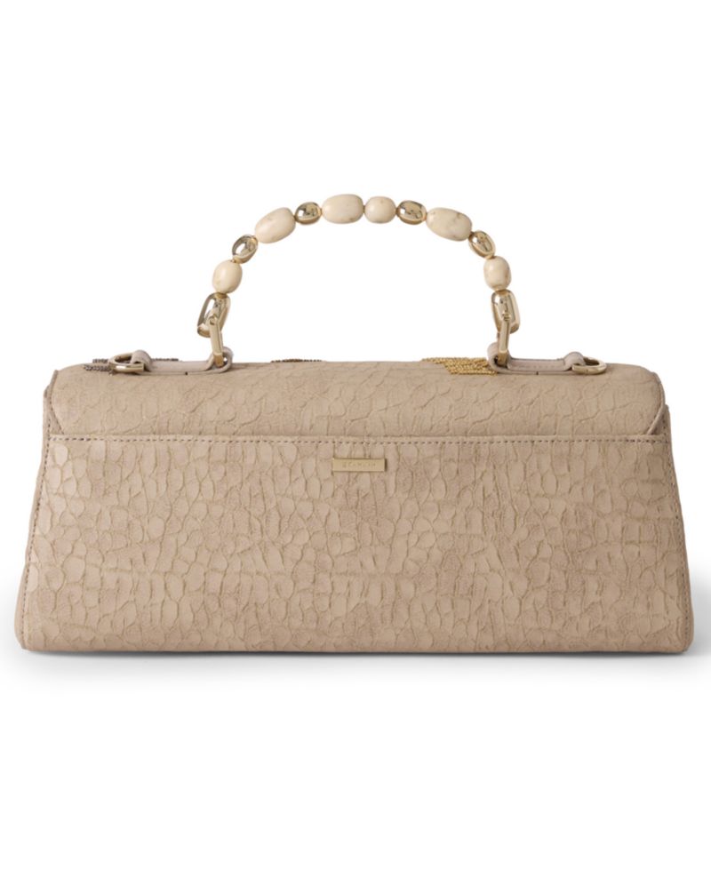 Dayan Woodland Leather Medium Fossilized Satchel Handbag