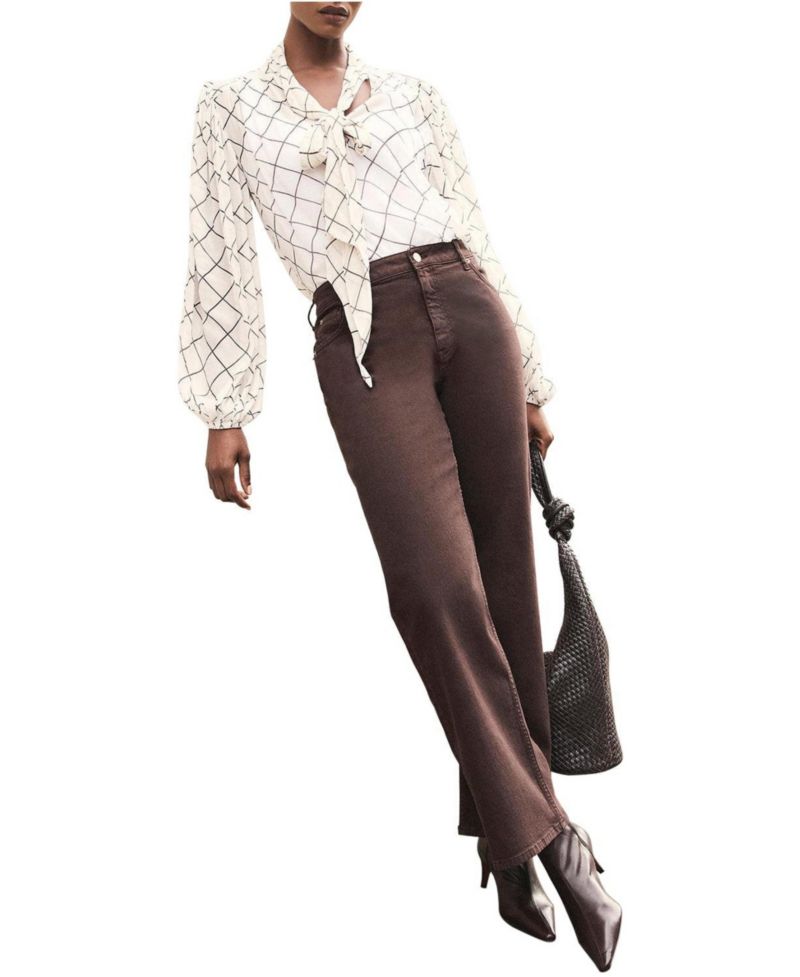 Women's Checked Bow Blouse