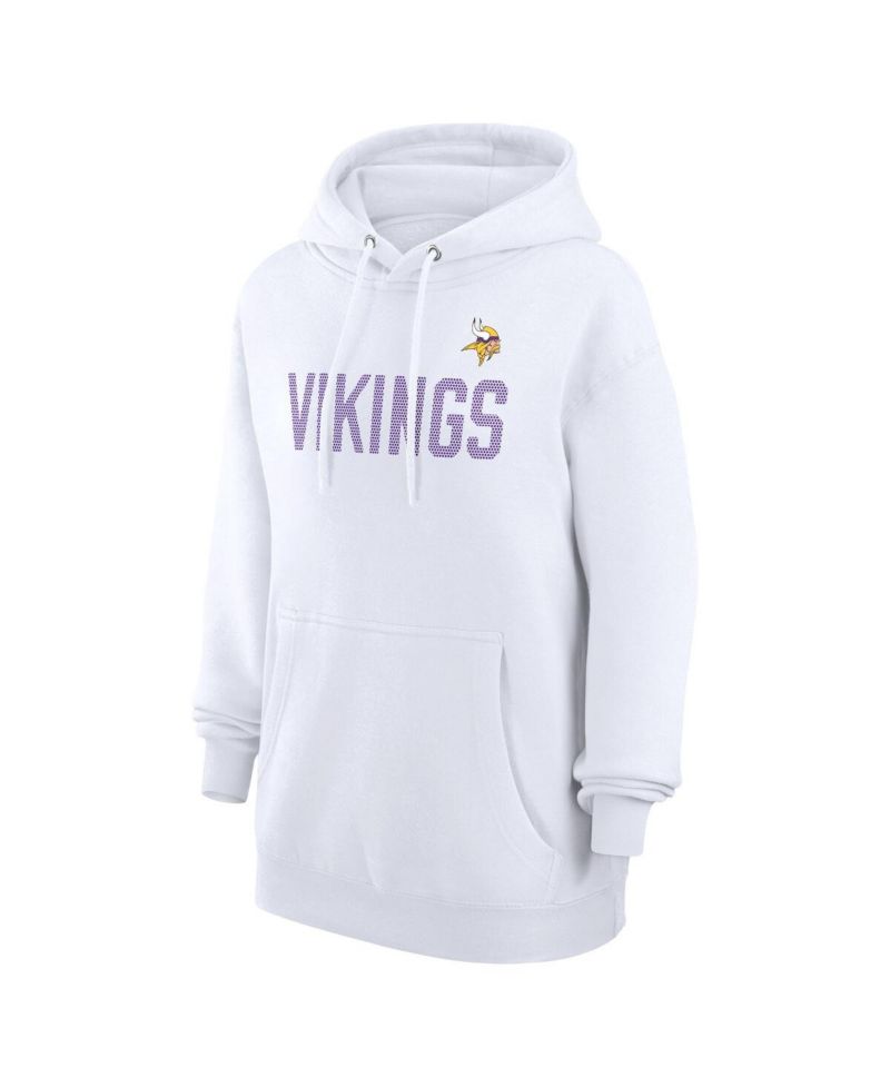 Women's White Minnesota Vikings Dot Print Pullover Hoodie