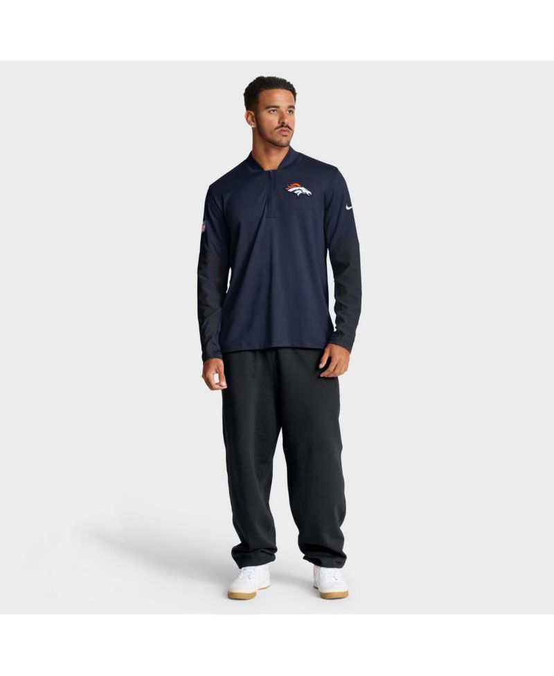 Men's Navy Denver Broncos Sideline Dri-FIT Half-Zip Pullover Hoodie