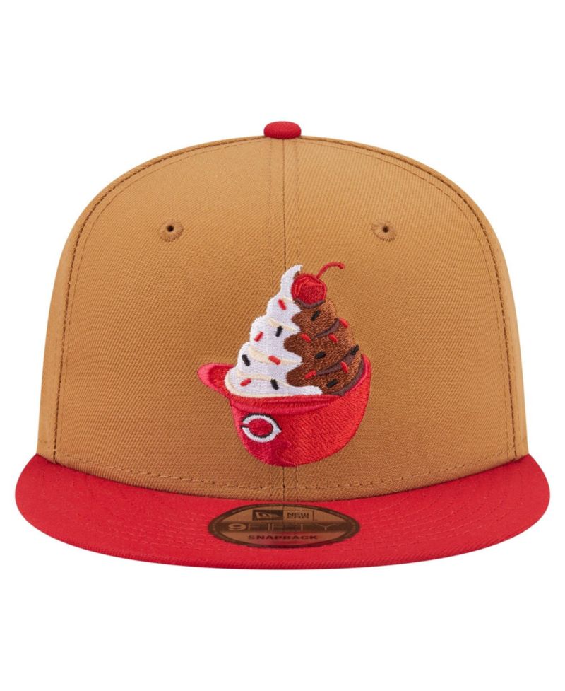 Men's Khaki/Red Cincinnati Reds Ice Cream 9FIFTY Snapback Hat