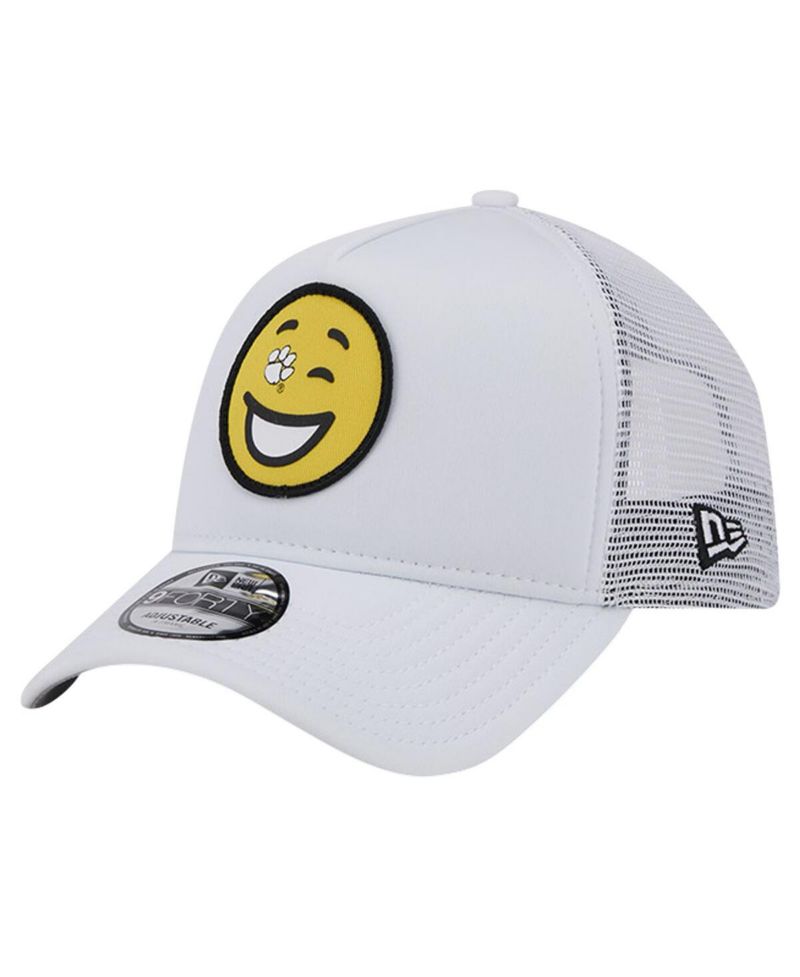 Men's White Clemson Tigers Wink Foam Trucker Adjustable Hat