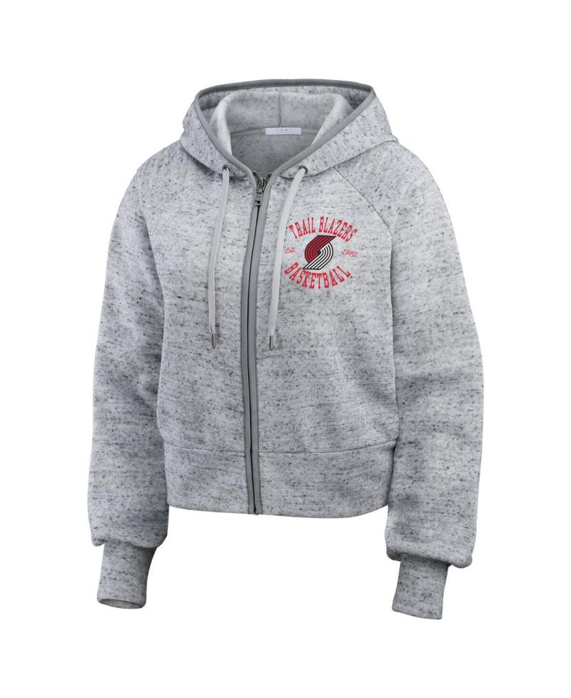 Women's Heather Gray Portland Trail Blazers Speckled Radiator Full-Zip Hoodie
