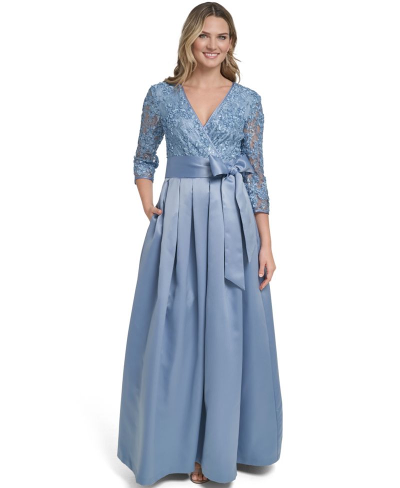 Women's V-Neck Pleated Skirt Ball Gown