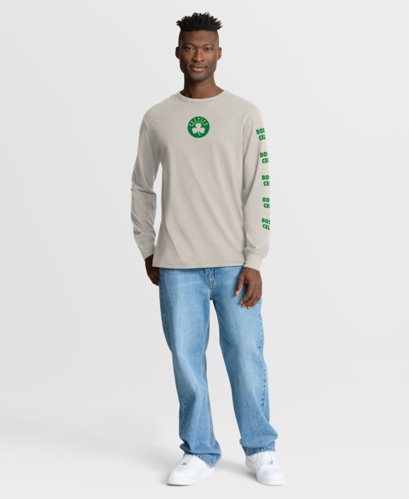 Men's Cream Boston Celtics Crossover Collection Ball Screen Action Premium Long Sleeve T-Shirt
