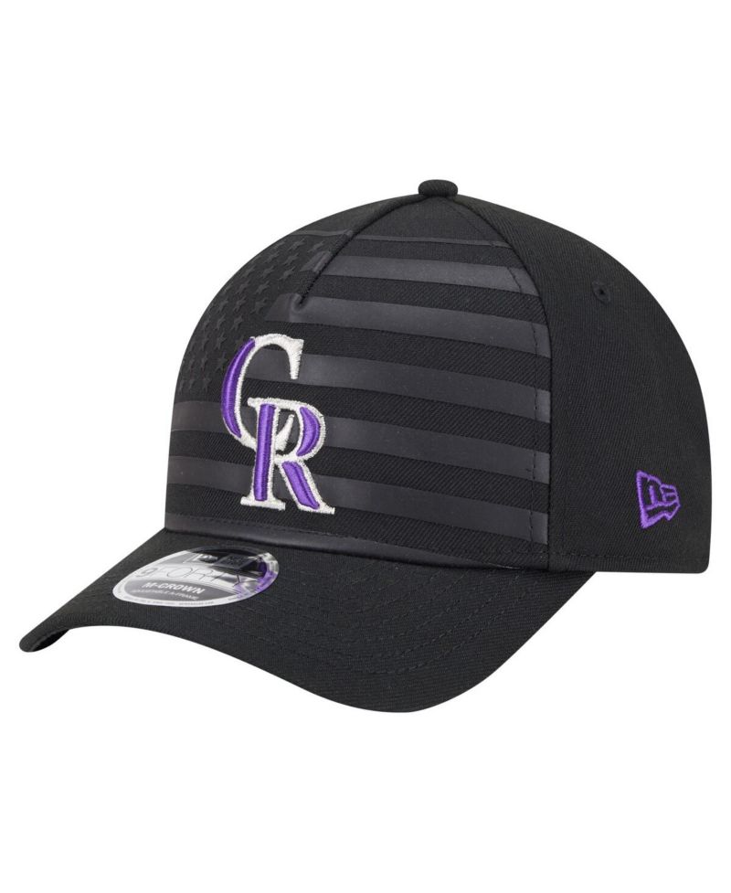 Men's Black Colorado Rockies American Flag 9FORTY M-Crown A-Frame Adjustable Hat