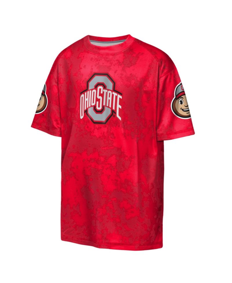 Big Boys and Girls Scarlet Ohio State Buckeyes Off-Side Sublimated T-Shirt